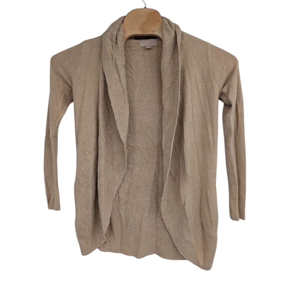 Barefoot Dreams CozyChic Lite Circle Cardigan Open Front Tan Women XS